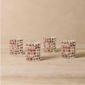 John Derian for Target 4pk Cocktail Glasses Cookie Print- Brand New